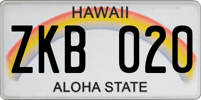 HI license plate ZKB020