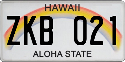 HI license plate ZKB021