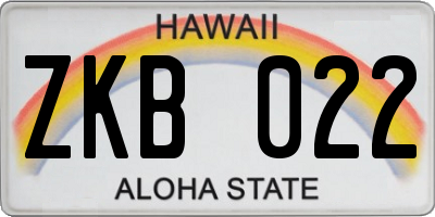 HI license plate ZKB022