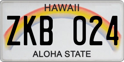 HI license plate ZKB024