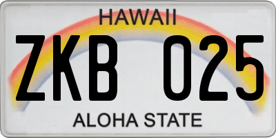 HI license plate ZKB025