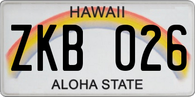 HI license plate ZKB026