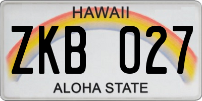 HI license plate ZKB027