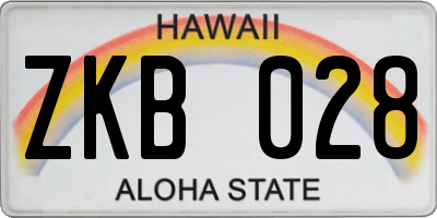HI license plate ZKB028