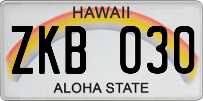 HI license plate ZKB030