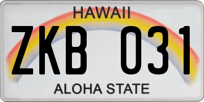 HI license plate ZKB031