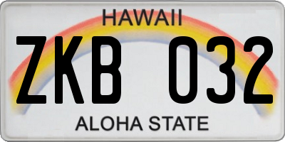 HI license plate ZKB032