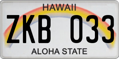 HI license plate ZKB033