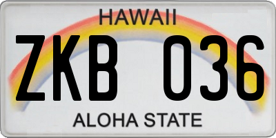 HI license plate ZKB036