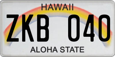 HI license plate ZKB040