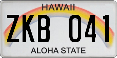 HI license plate ZKB041