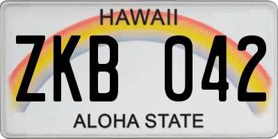 HI license plate ZKB042