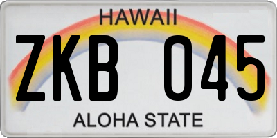 HI license plate ZKB045