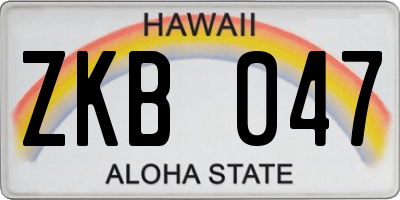 HI license plate ZKB047