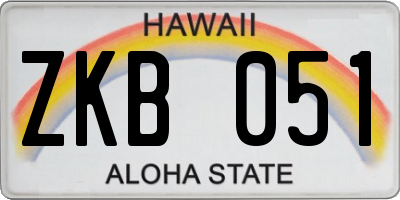 HI license plate ZKB051