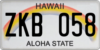 HI license plate ZKB058