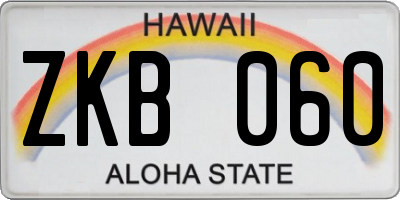 HI license plate ZKB060