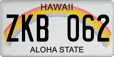 HI license plate ZKB062