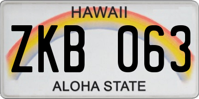 HI license plate ZKB063