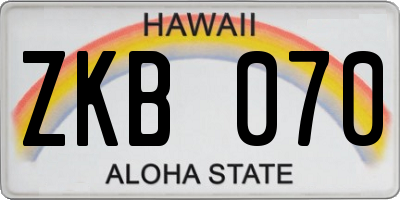 HI license plate ZKB070