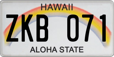 HI license plate ZKB071