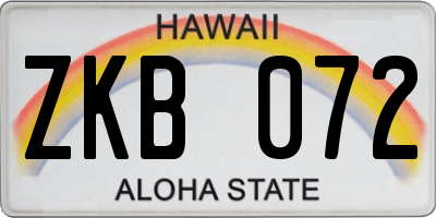 HI license plate ZKB072