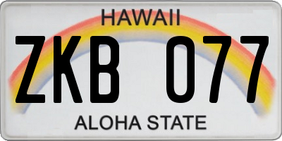 HI license plate ZKB077