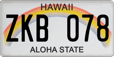 HI license plate ZKB078