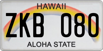 HI license plate ZKB080