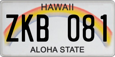 HI license plate ZKB081