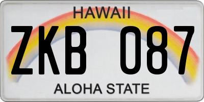 HI license plate ZKB087