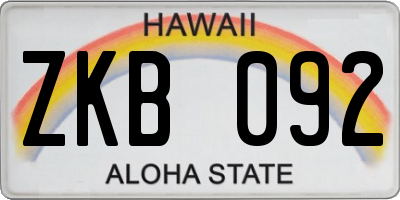 HI license plate ZKB092