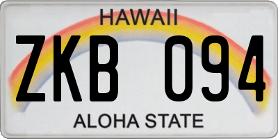 HI license plate ZKB094