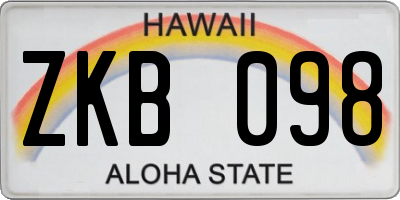 HI license plate ZKB098