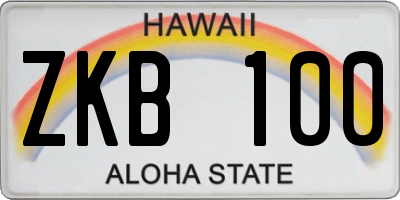 HI license plate ZKB100