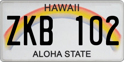 HI license plate ZKB102