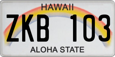 HI license plate ZKB103
