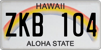 HI license plate ZKB104