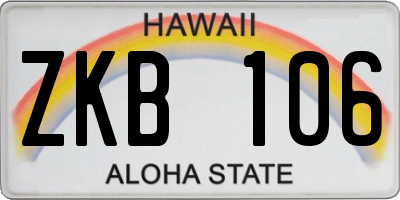 HI license plate ZKB106