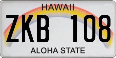 HI license plate ZKB108