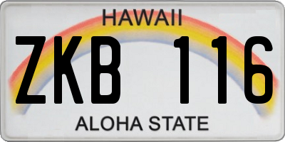 HI license plate ZKB116