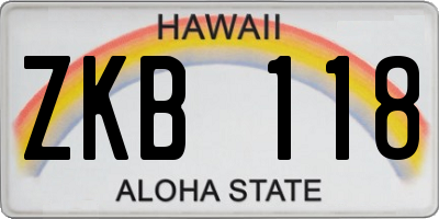 HI license plate ZKB118