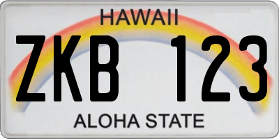 HI license plate ZKB123
