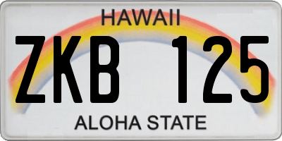 HI license plate ZKB125