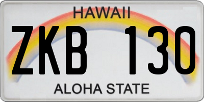 HI license plate ZKB130