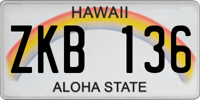 HI license plate ZKB136