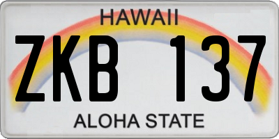 HI license plate ZKB137