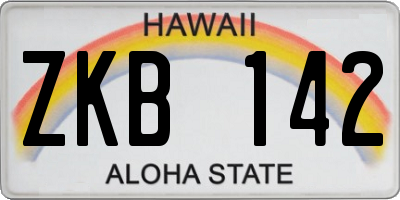 HI license plate ZKB142