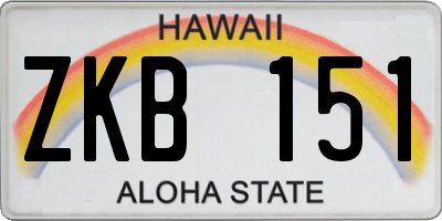 HI license plate ZKB151