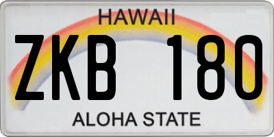 HI license plate ZKB180